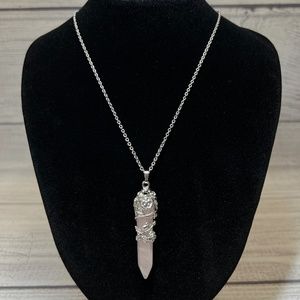 Rose Quartz Pointer Pendant Necklace (212)